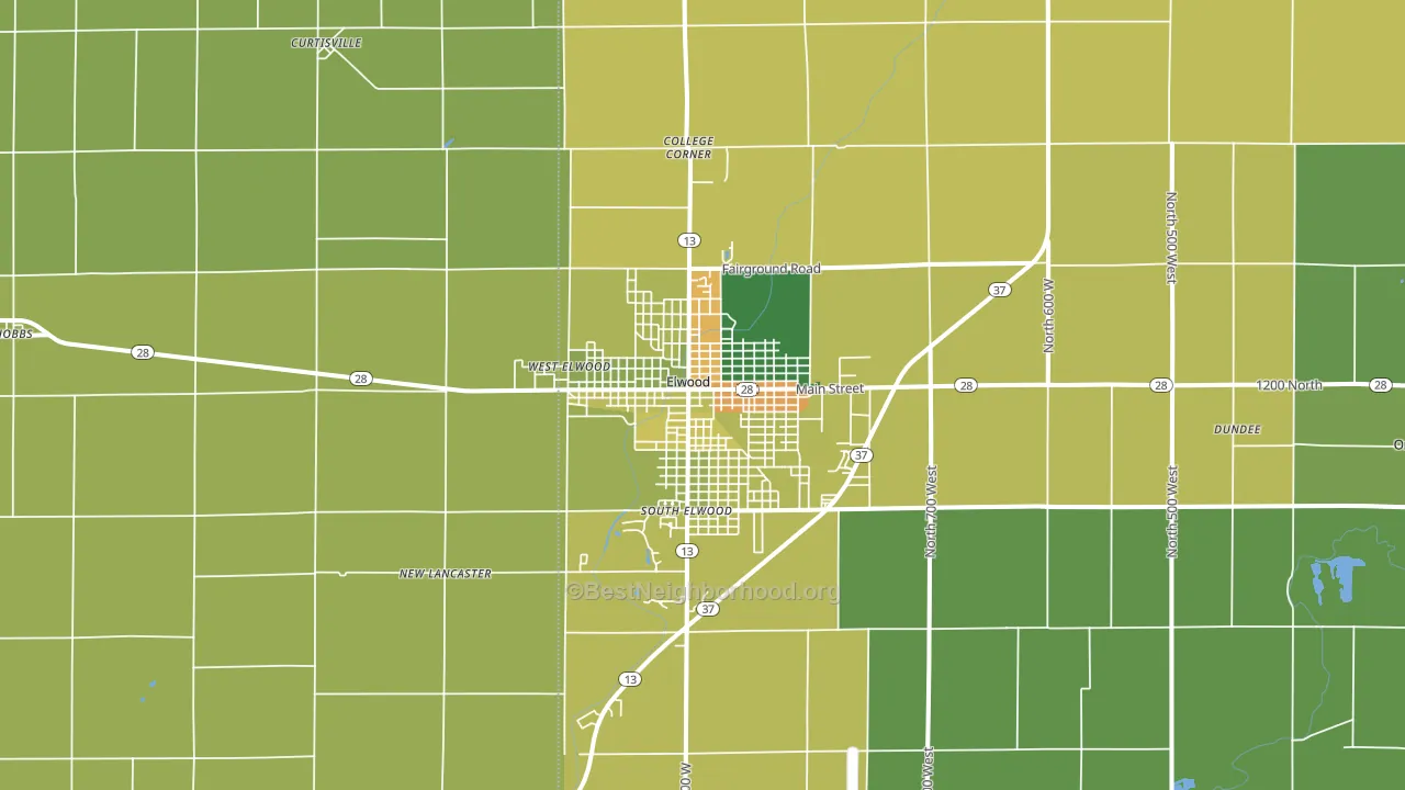 Elwood, IN block-group voter-turnout map