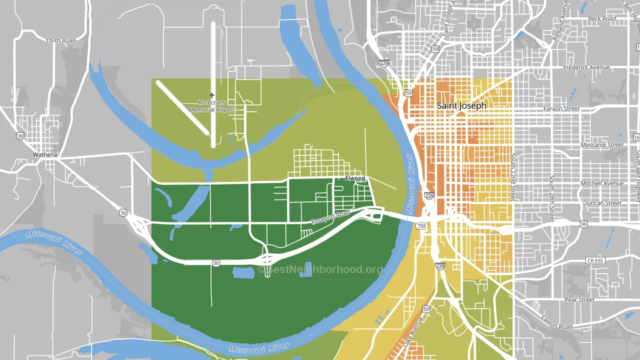 Elwood, KS block-group voter-turnout map