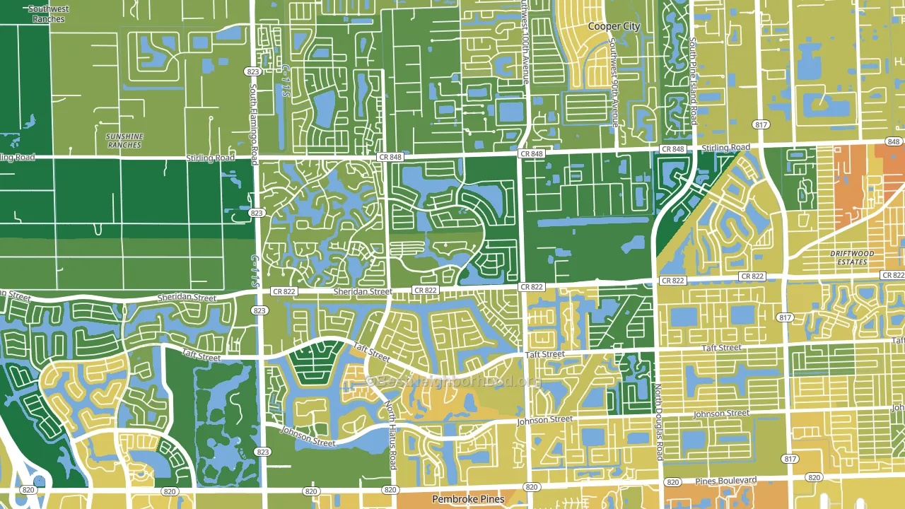 Embassy Lakes, Cooper City, FL block-group voter-turnout map