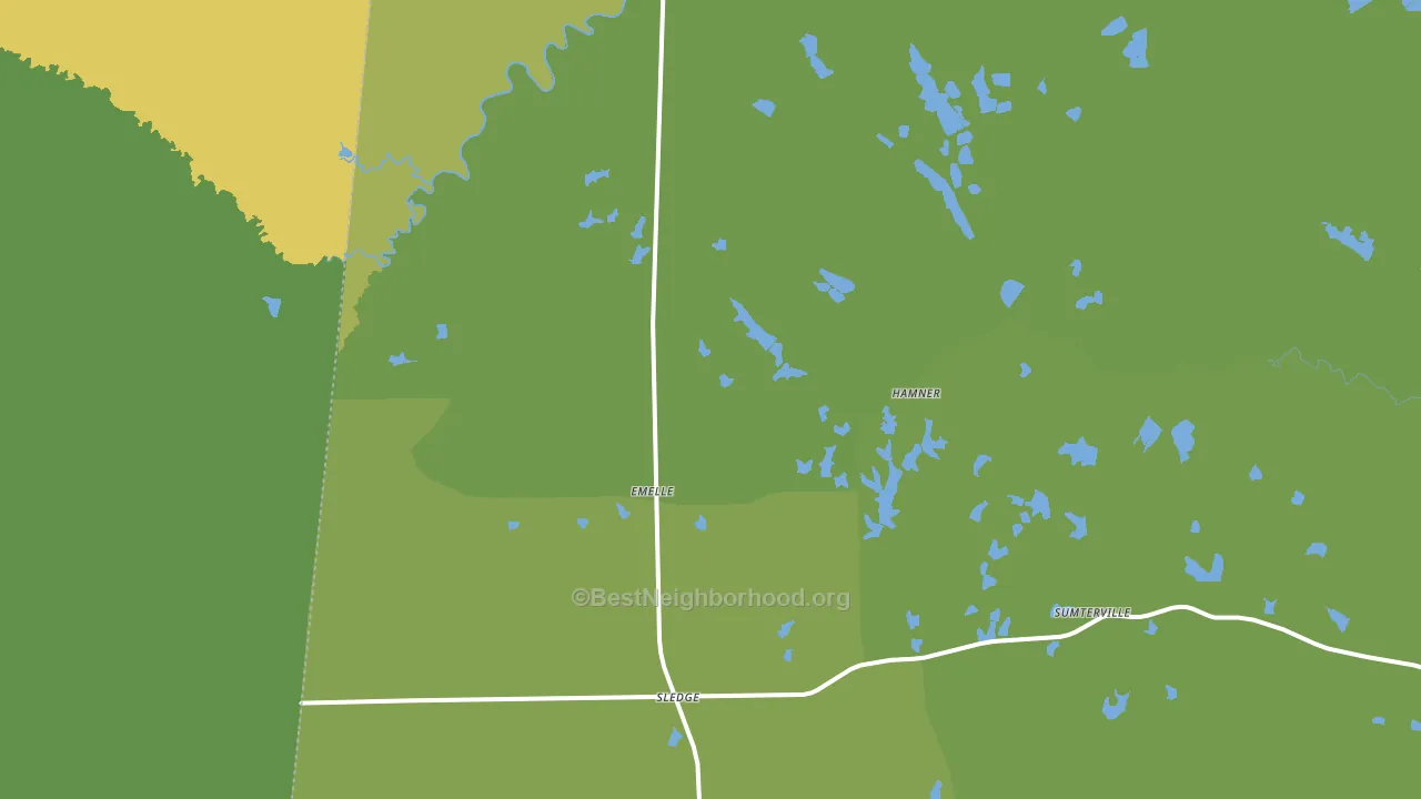Emelle, AL block-group voter-turnout map