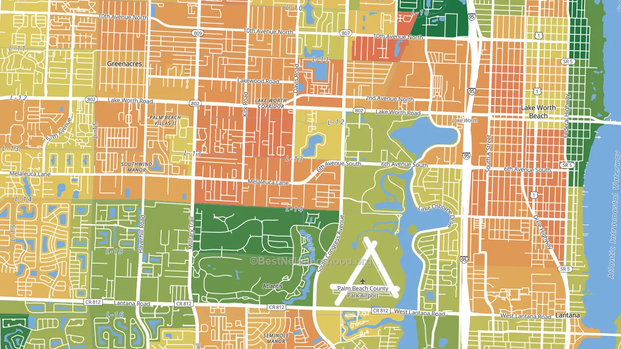 Emerald Lake-Miami, Lake Worth, FL block-group voter-turnout map