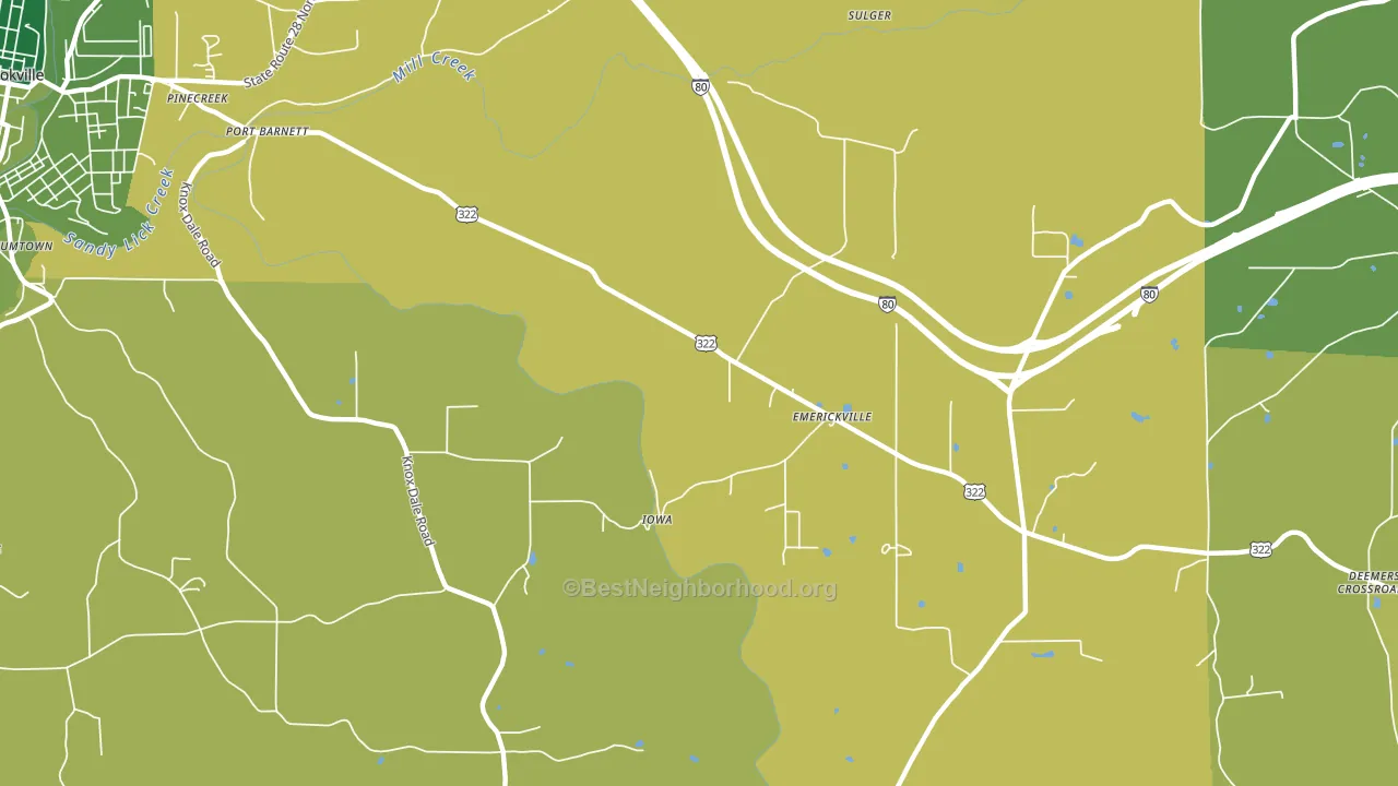Emerickville, PA block-group voter-turnout map
