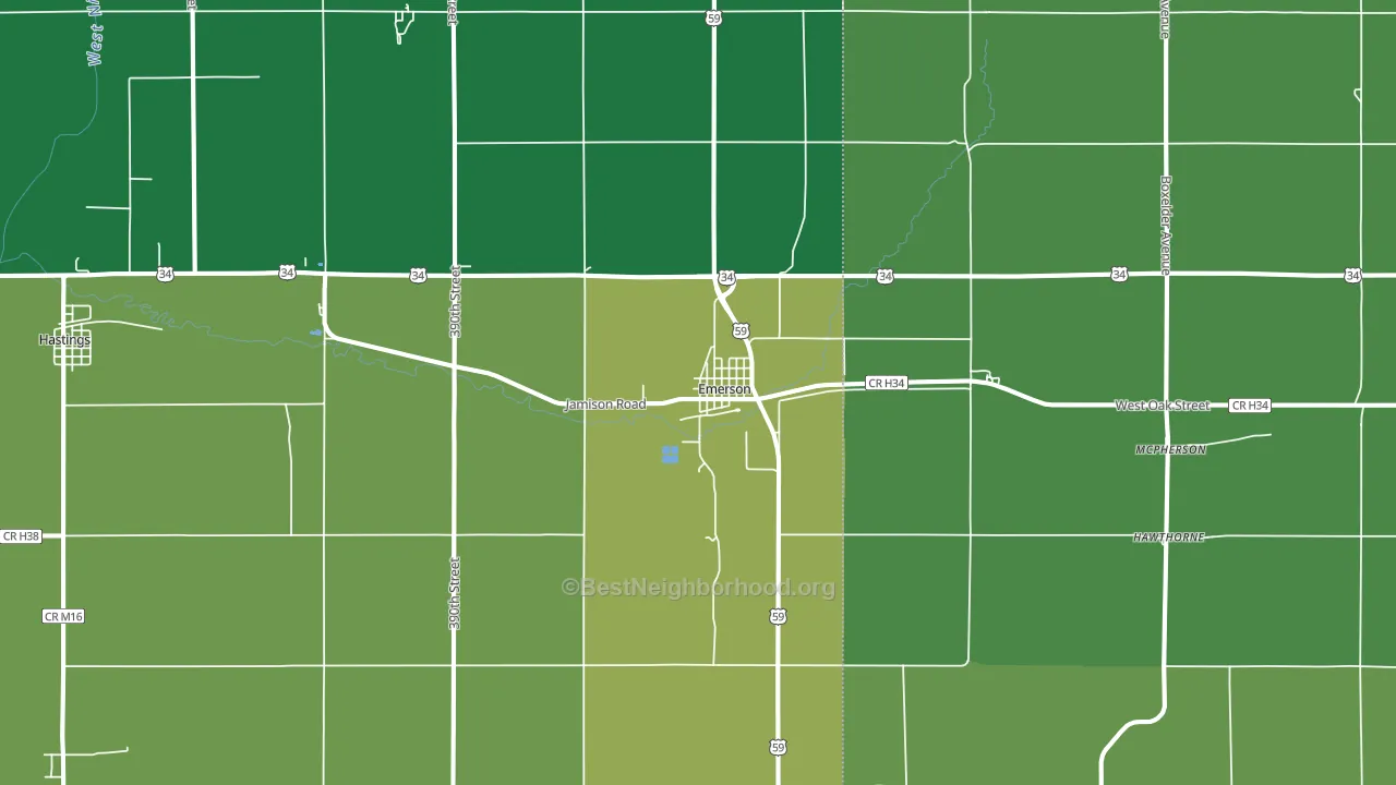 Emerson, IA block-group voter-turnout map