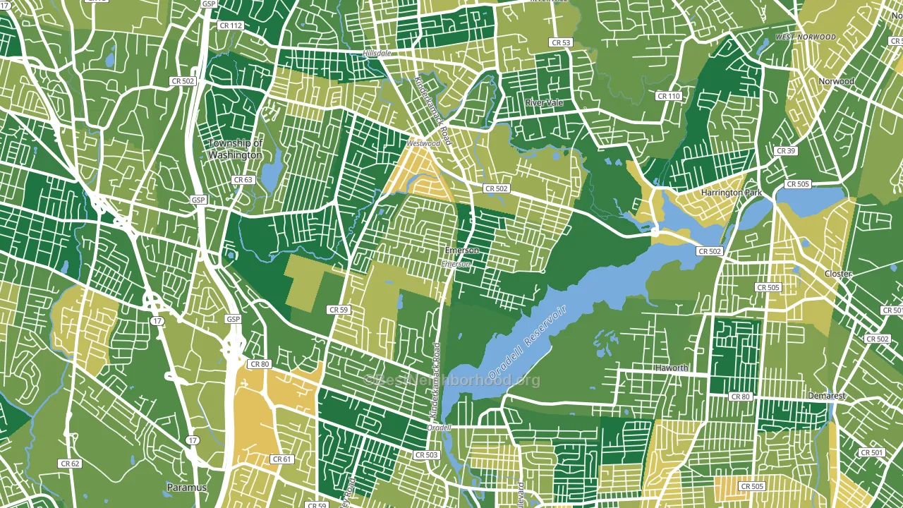 Emerson, NJ block-group voter-turnout map