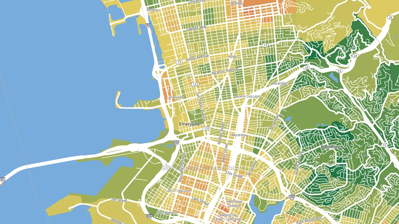 Emeryville, CA block-group voter-turnout map