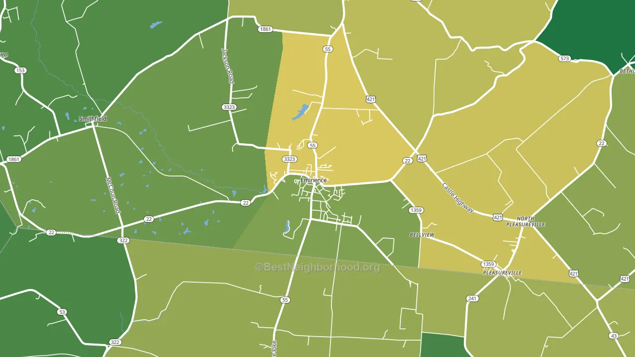 Eminence, KY block-group voter-turnout map