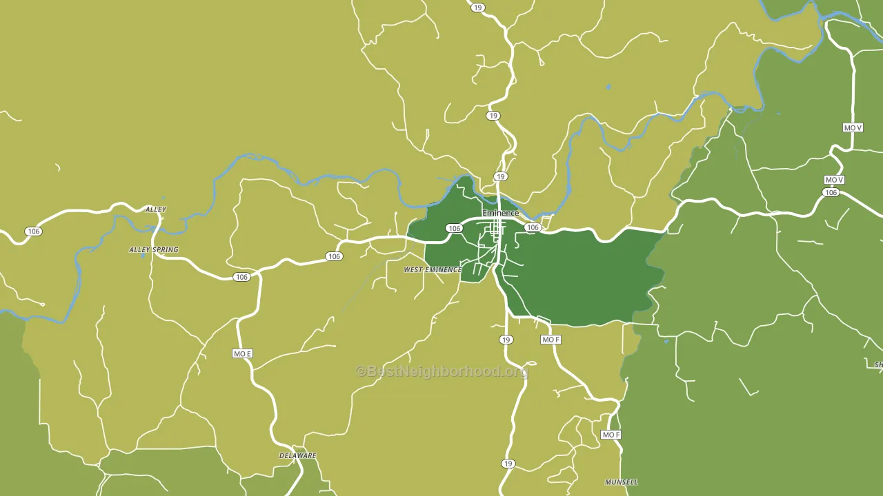 Eminence, MO block-group voter-turnout map