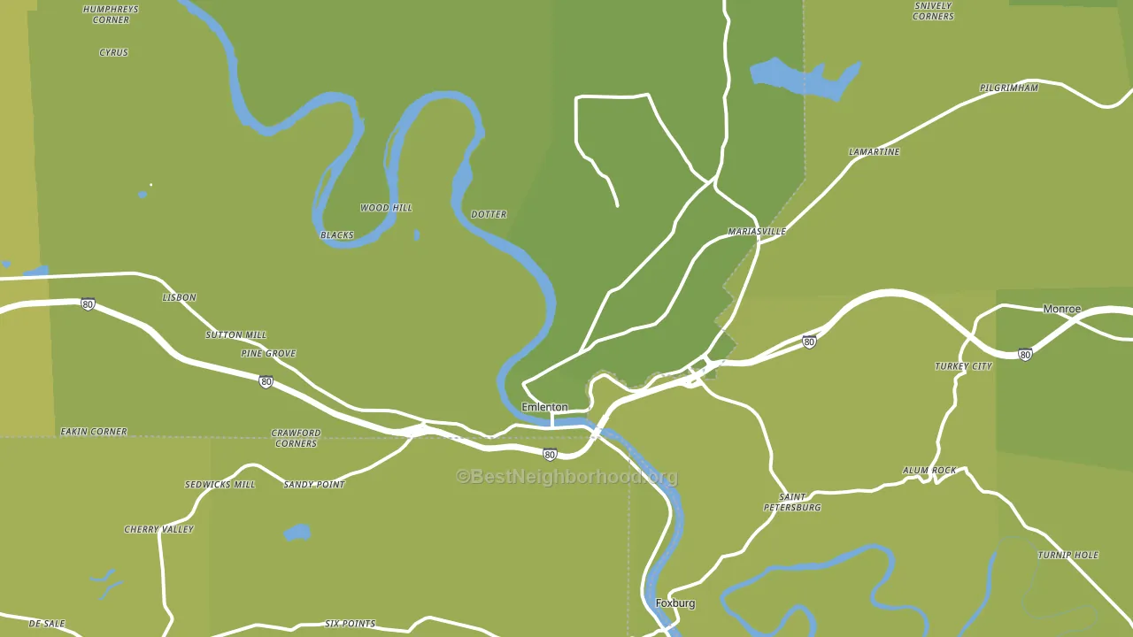 Emlenton, PA block-group voter-turnout map