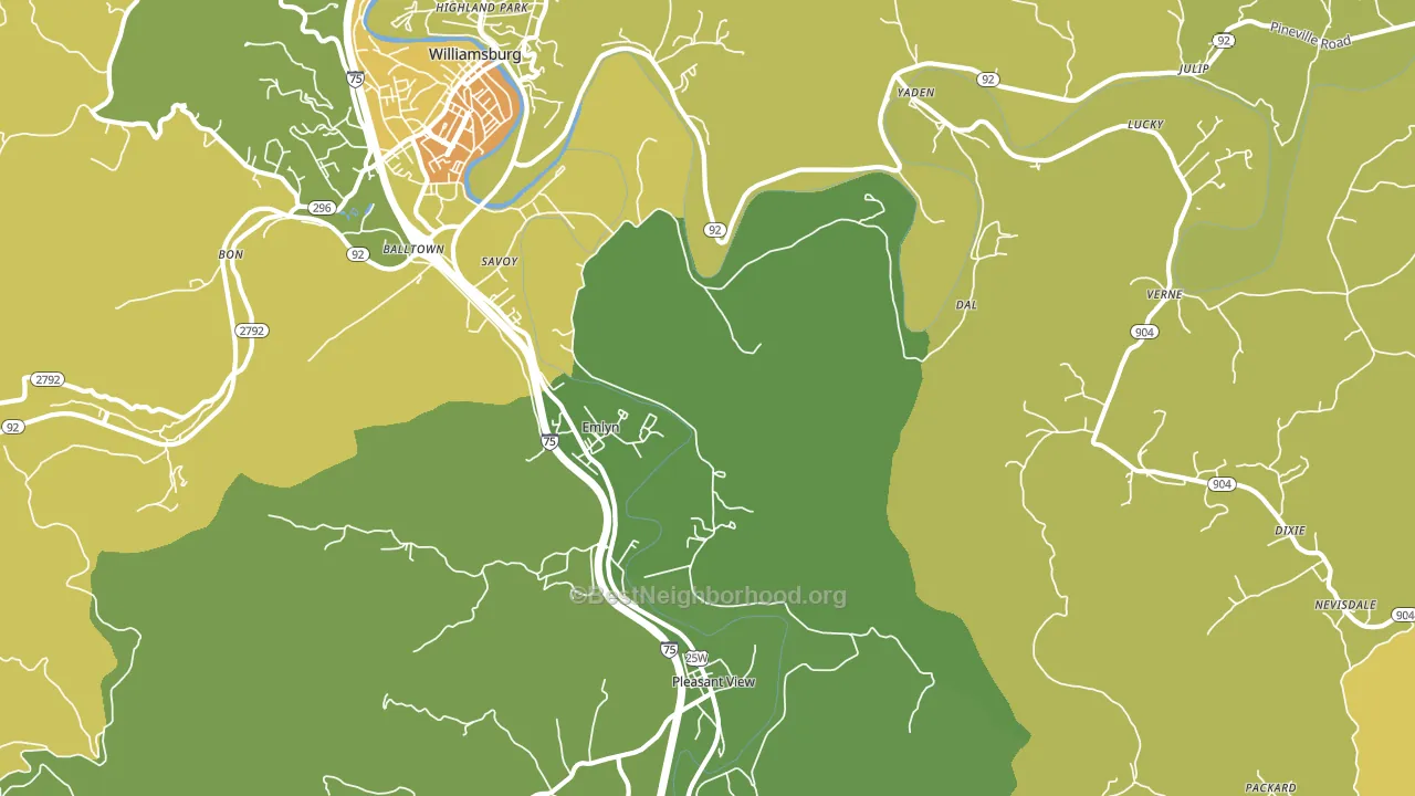 Emlyn, KY block-group voter-turnout map