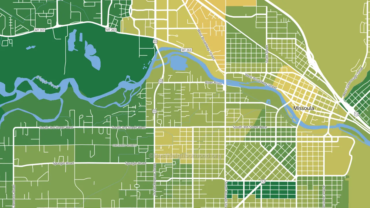 Emma Dickinson Orchard Homes, Missoula, MT block-group voter-turnout map