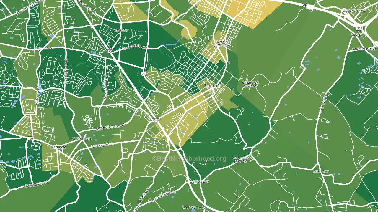 Emmaus, PA block-group voter-turnout map