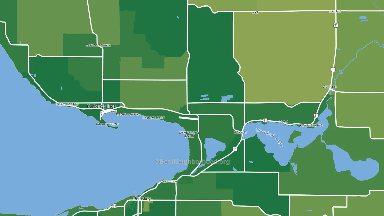 Emmet County, MI block-group voter-turnout map