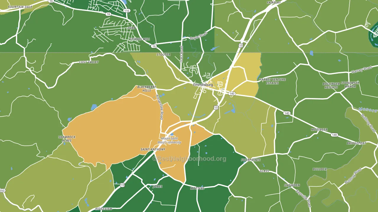 Emmitsburg, MD block-group voter-turnout map