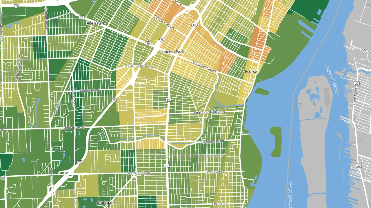 Emmons Orchard, Lincoln Park, MI block-group voter-turnout map