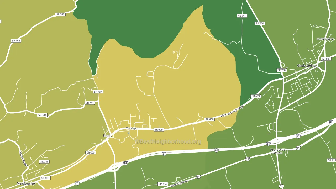 Emory, VA block-group voter-turnout map