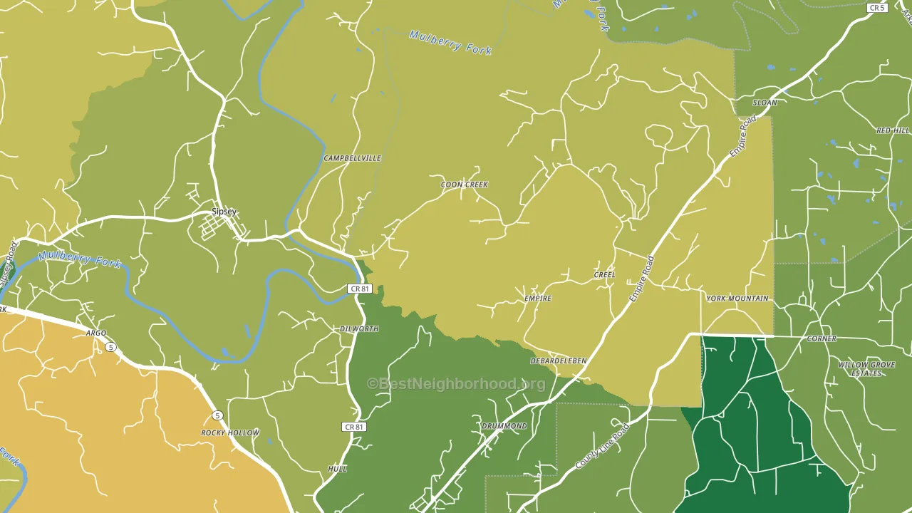 Empire, AL block-group voter-turnout map