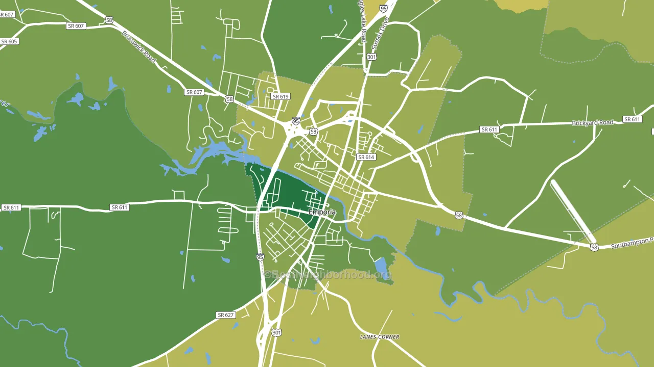 Emporia City, VA block-group voter-turnout map