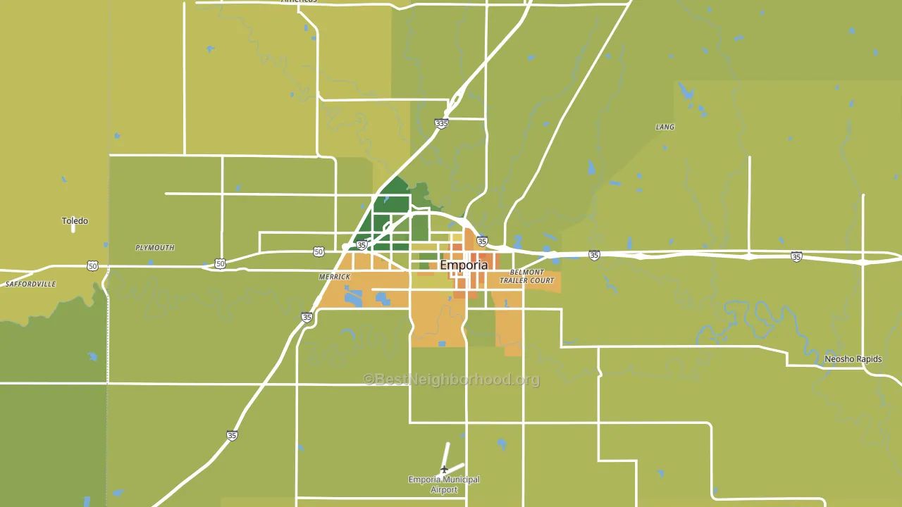 Emporia, KS block-group voter-turnout map