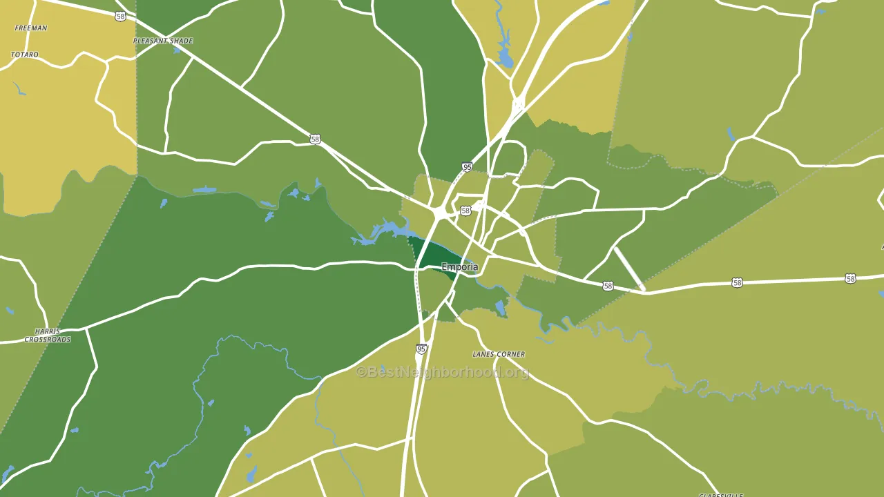 Emporia, VA block-group voter-turnout map