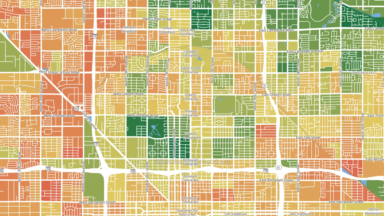 Encanto, Phoenix, AZ block-group voter-turnout map