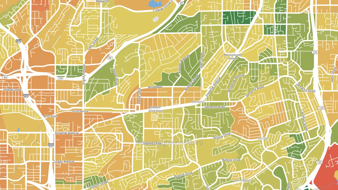 Encanto, San Diego, CA block-group voter-turnout map