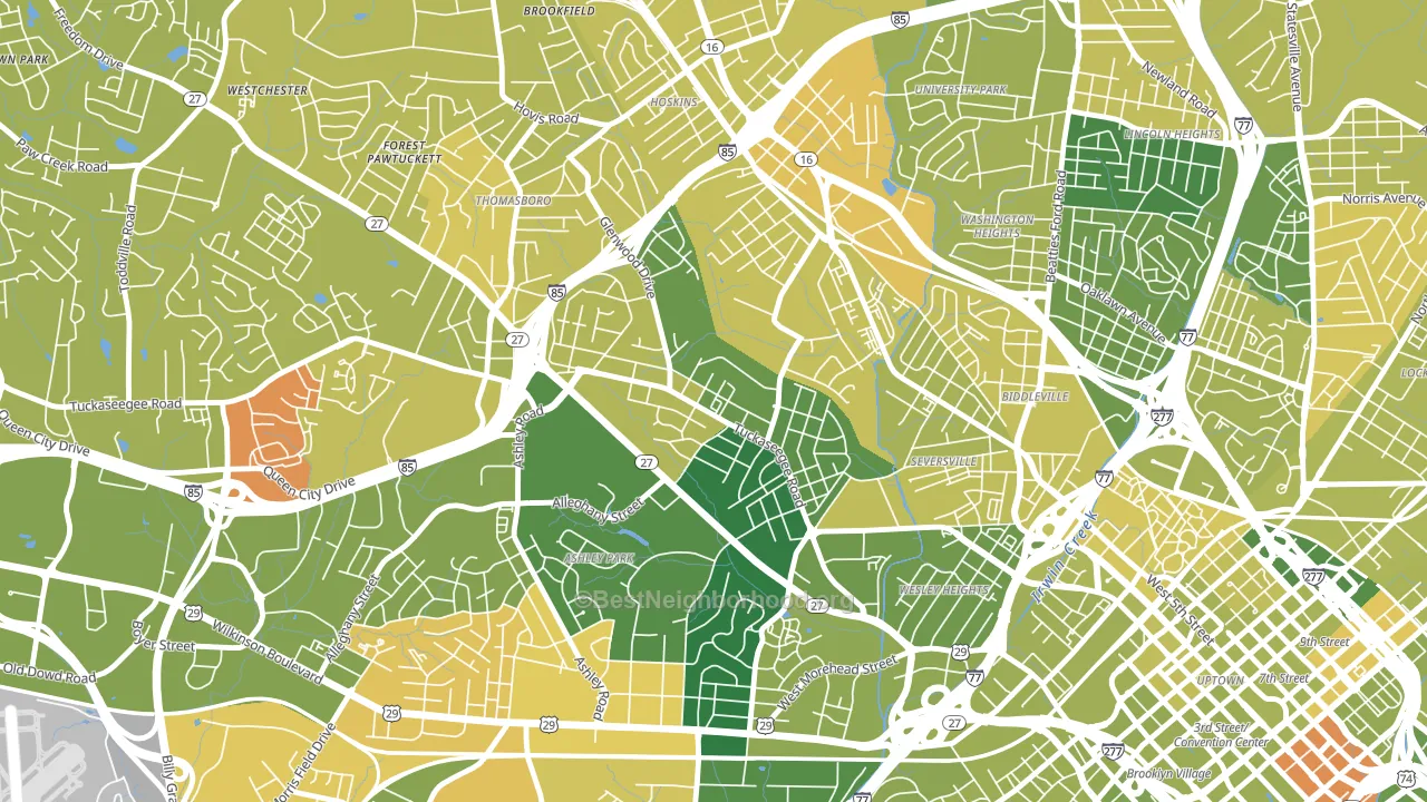 Enderly Park, Charlotte, NC block-group voter-turnout map