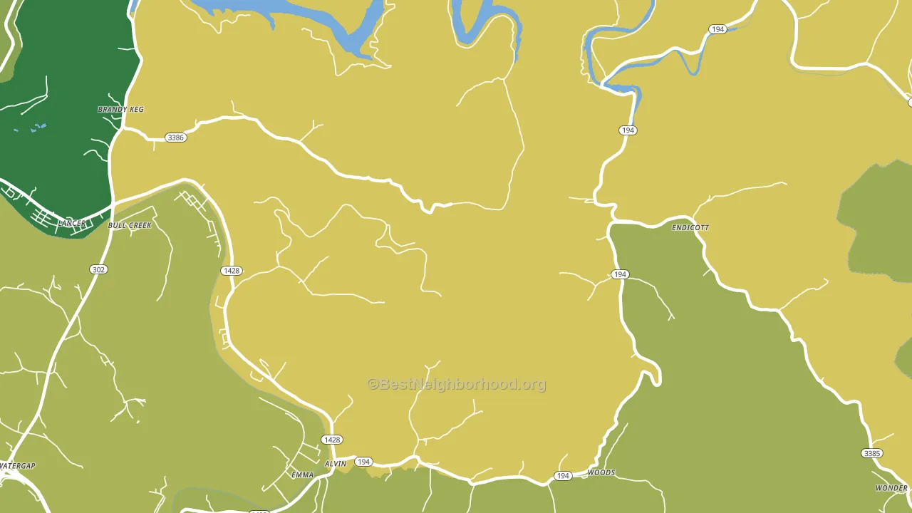 Endicott, KY block-group voter-turnout map
