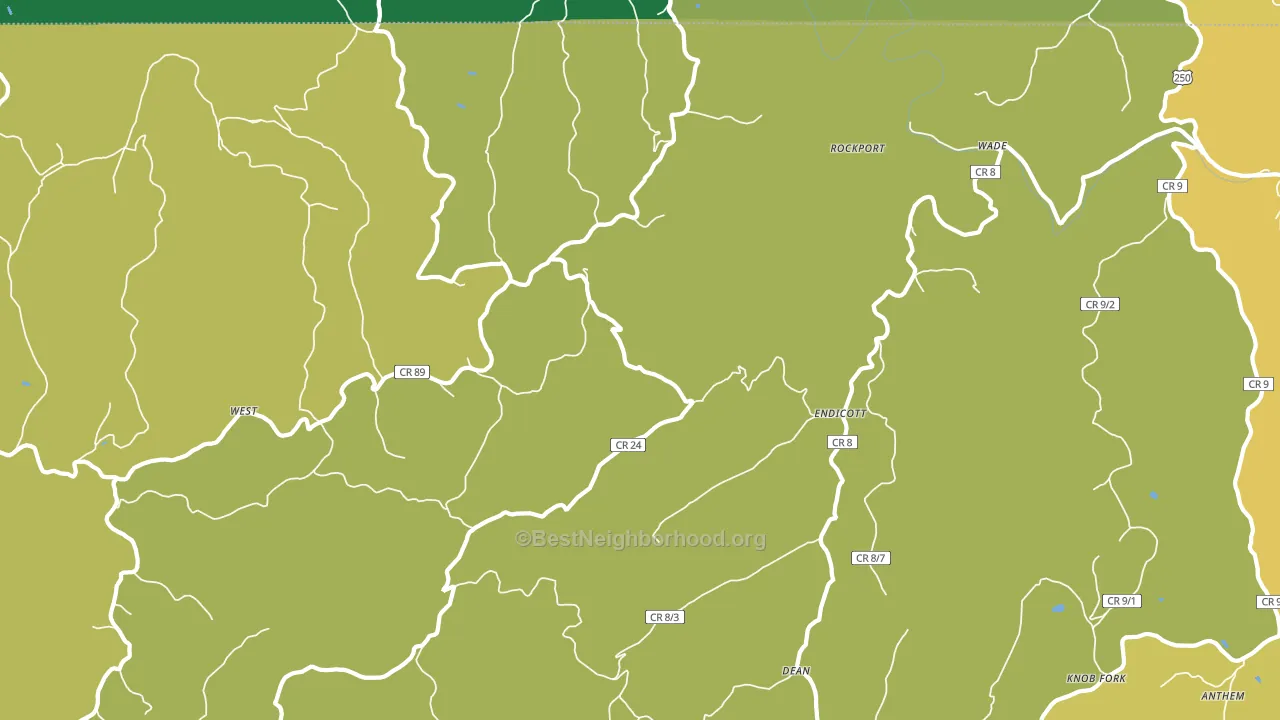 Endicott, WV block-group voter-turnout map