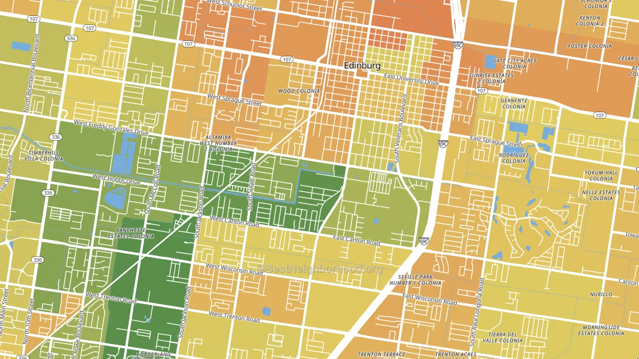 Enfield Estates, Edinburg, TX block-group voter-turnout map