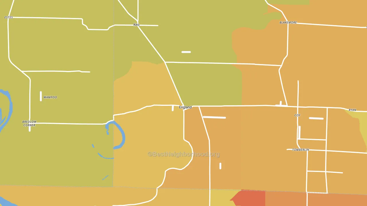 England, AR block-group voter-turnout map