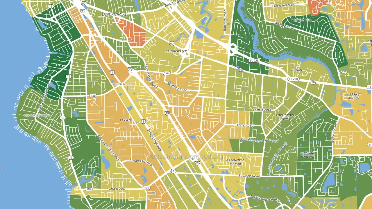 Englewood, Jacksonville, FL block-group voter-turnout map