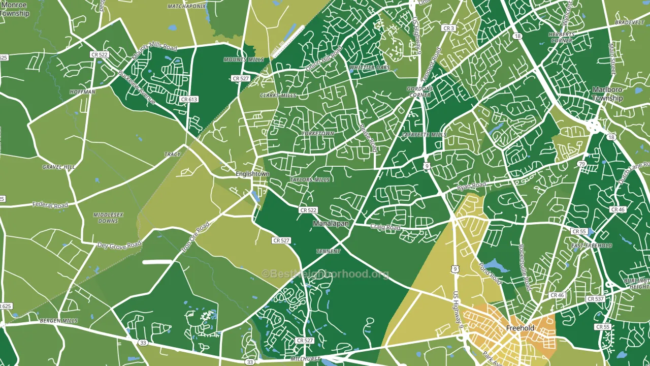 Englishtown, NJ block-group voter-turnout map