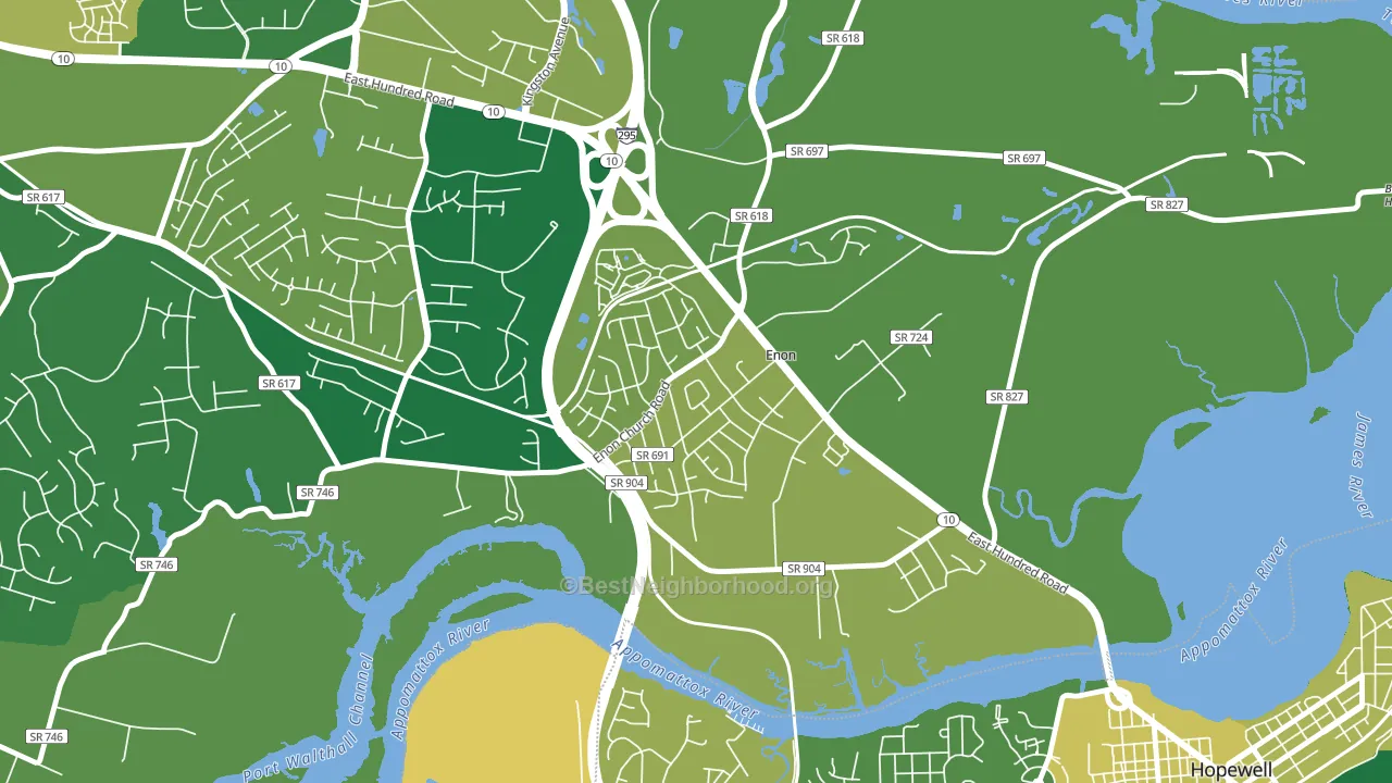 Enon, VA block-group voter-turnout map