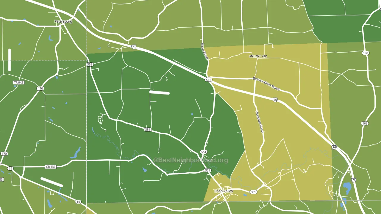 Enon Valley, PA block-group voter-turnout map