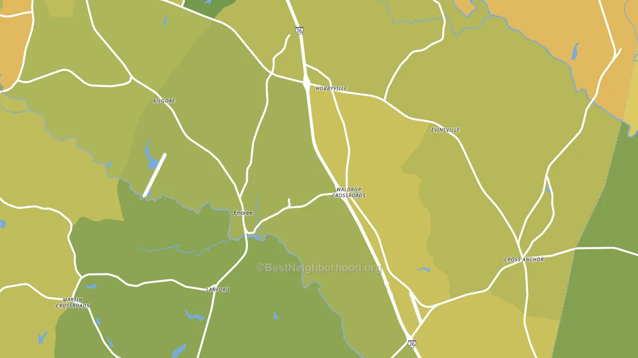 Enoree, SC block-group voter-turnout map
