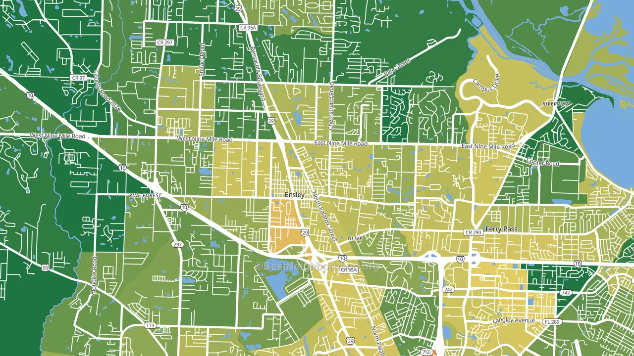 Ensley, FL block-group voter-turnout map