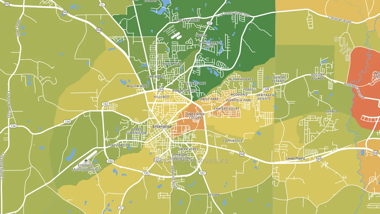 Enterprise, AL block-group voter-turnout map