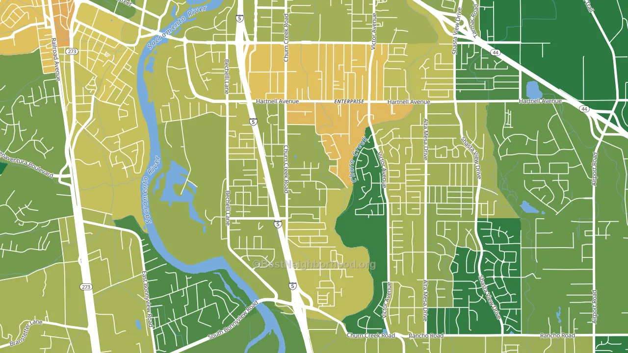 Enterprise, Redding, CA block-group voter-turnout map