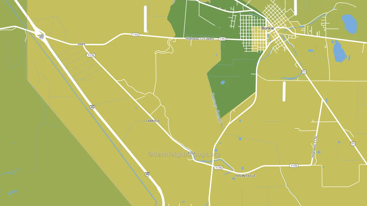 Eola, LA block-group voter-turnout map