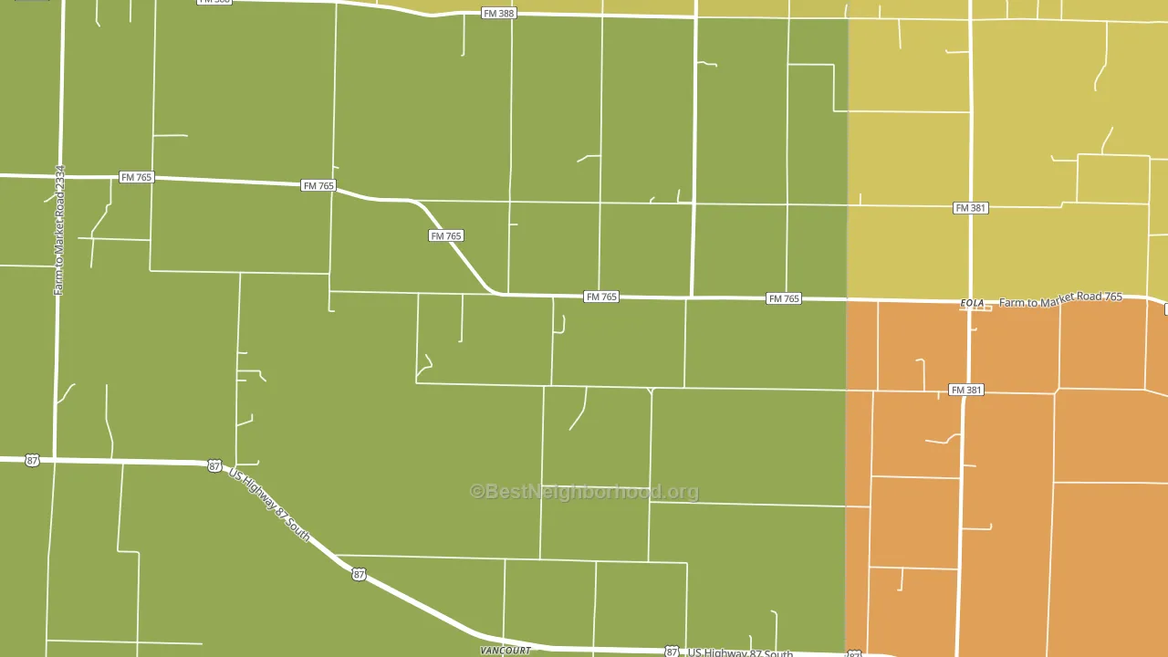 Eola, TX block-group voter-turnout map