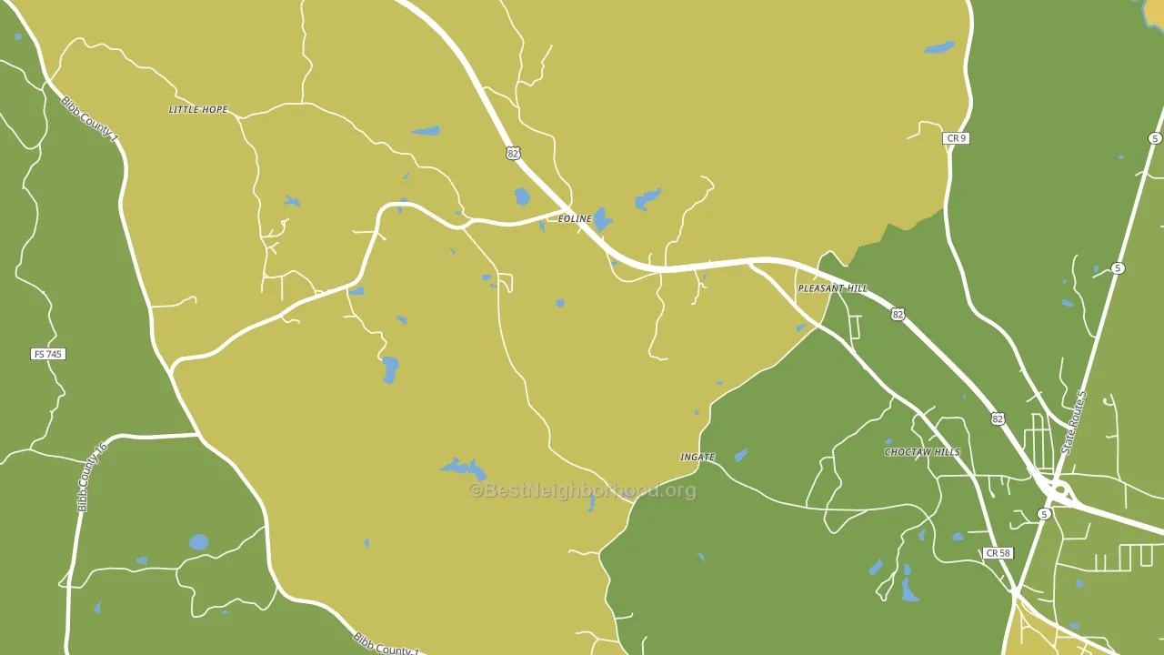 Eoline, AL block-group voter-turnout map
