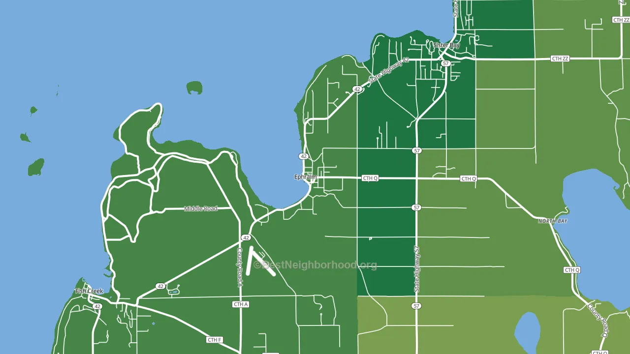 Ephraim, WI block-group voter-turnout map