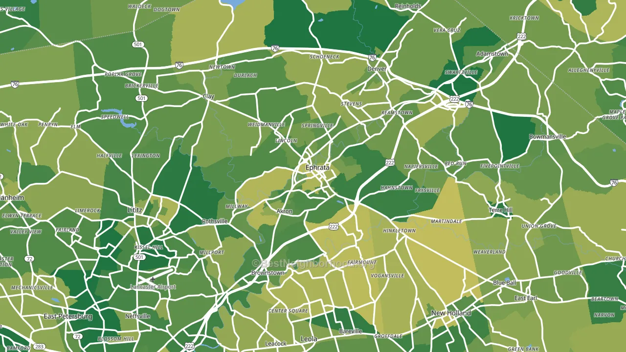 Ephrata, PA block-group voter-turnout map