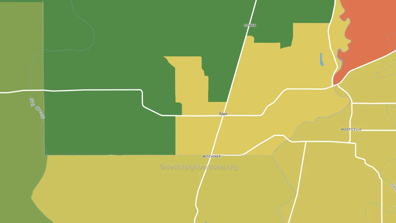 Epps, LA block-group voter-turnout map