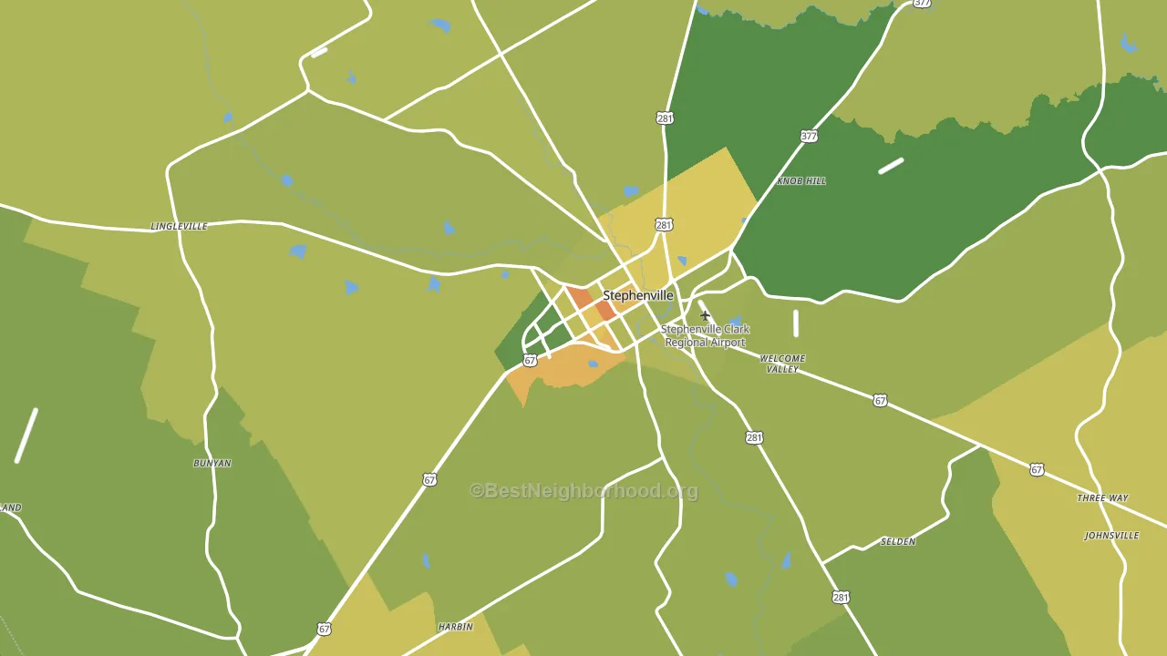 Erath County, TX block-group voter-turnout map