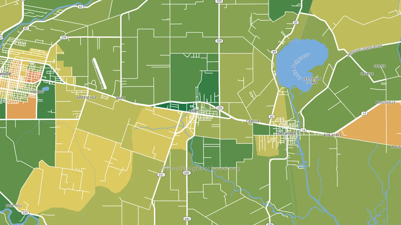 Erath, LA block-group voter-turnout map