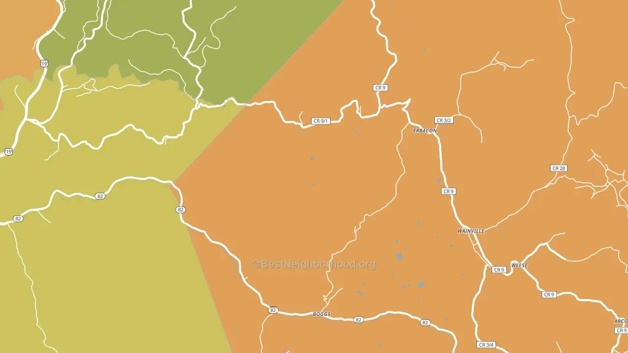 Erbacon, WV block-group voter-turnout map