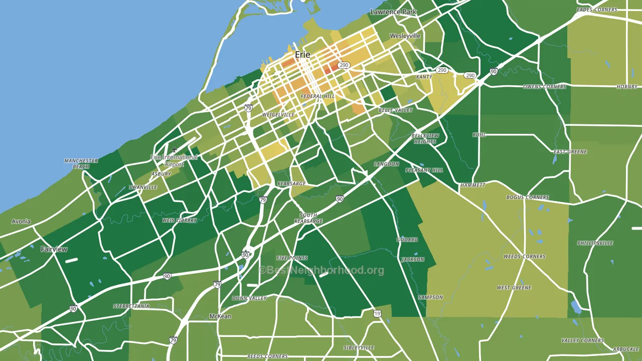 Erie County, PA block-group voter-turnout map