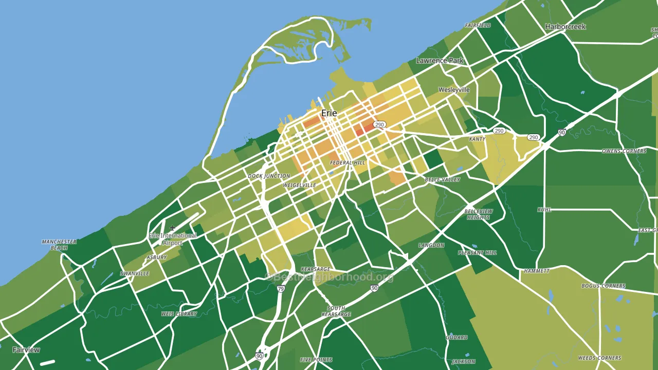 Erie, PA block-group voter-turnout map
