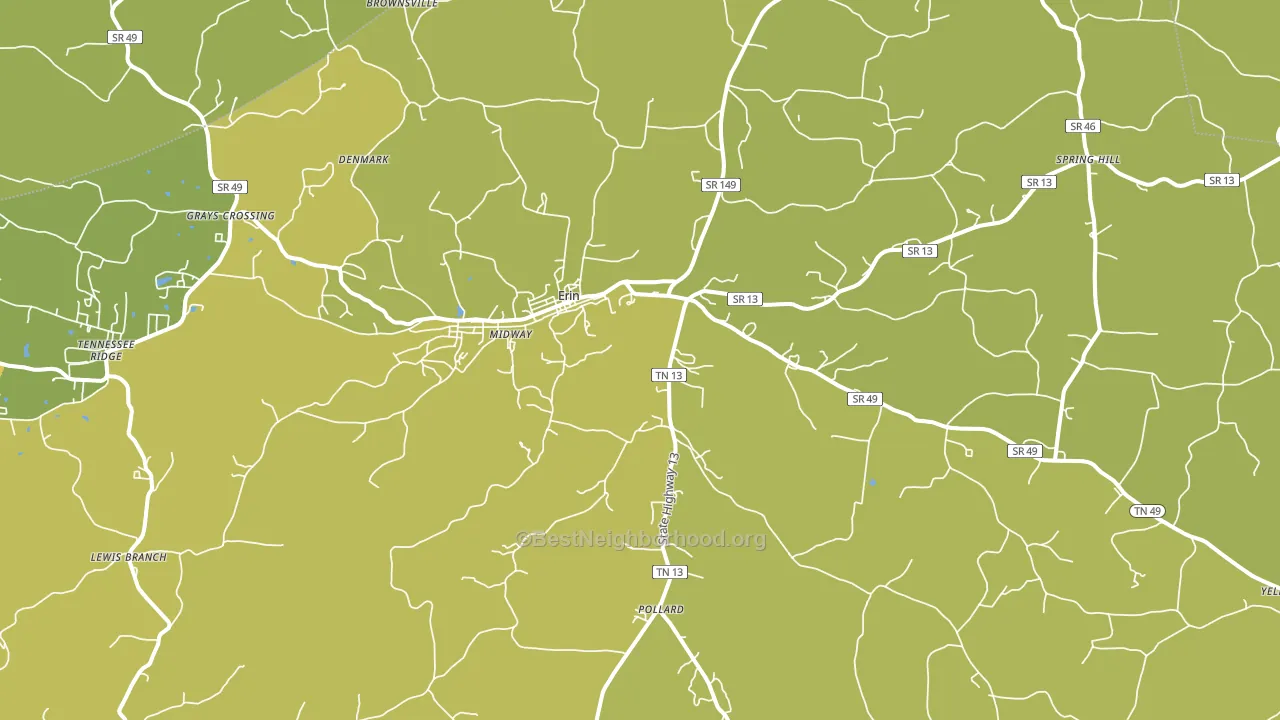 Erin, TN block-group voter-turnout map